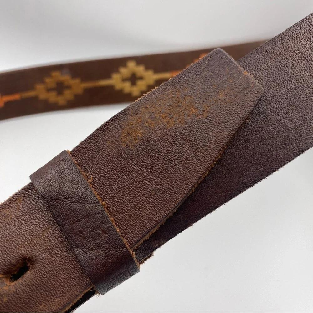 Vintage Embroidered Argentinian Cowhide Leather Hand Stitched Belt
